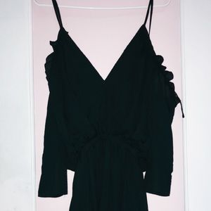 Pretty Little Thing Black Open Back Romper